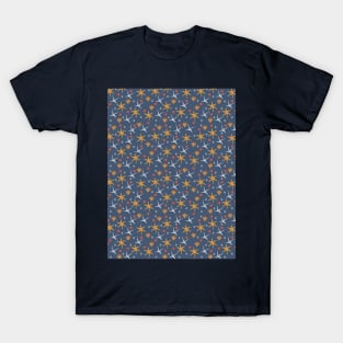 Beach Shells Stones Sea Birds Pattern T-Shirt